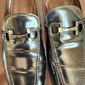 Salvatore Ferragamo Black Leather Dress Loafers